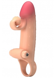 Телесная вибронасадка на пенис с подхватом мошонки - 20 см. - Baile - в Находке купить с доставкой