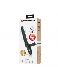 Черная насадка на член для двойного проникновения Tatum с вибрацией - Baile - купить с доставкой в Находке