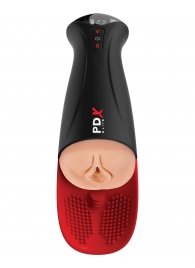 Телесный мастурбатор-вагина в черной колбе с вибрацией Fuck-O-Matic Pro XL - Pipedream - в Находке купить с доставкой