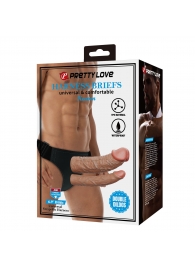 Темно-бежевый фаллопротез для двойного проникновения - 17,5 см. - Baile - купить с доставкой в Находке