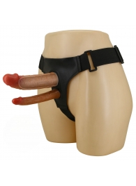 Темно-бежевый фаллопротез для двойного проникновения - 17,5 см. - Baile - купить с доставкой в Находке