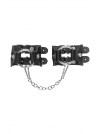 Черные кожаные наручники-браслеты из двух ремешков - Pecado - купить с доставкой в Находке