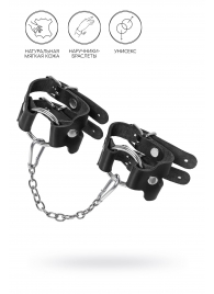 Черные кожаные наручники-браслеты из двух ремешков - Pecado - купить с доставкой в Находке