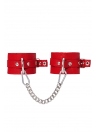 Красные мягкие кожаные оковы с люверсами - Pecado - купить с доставкой в Находке