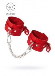 Красные мягкие кожаные оковы с люверсами - Pecado - купить с доставкой в Находке