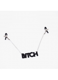 Зажимы на соски с кожаной подвеской Bitch - Crazy Handmade - купить с доставкой в Находке