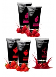 Набор из 5 съедобных лубрикантов JUJU (клубника х 2, малина х 2, вишня) - JuJu - купить с доставкой в Находке