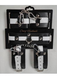 Набор фиксаторов из черной и белой натуральной кожи - Crazy Handmade - купить с доставкой в Находке