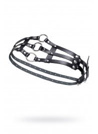 Черный кожаный пояс с кольцами - Pecado - купить с доставкой в Находке