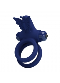 Синее эрекционное кольцо с вибростимуляцией клитора - Baile - в Находке купить с доставкой