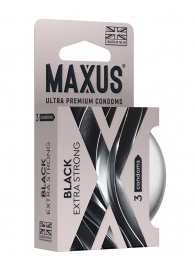 Черные утолщенные презервативы MAXUS Extra Strong с железным кейсом - 3 шт. - Maxus - купить с доставкой в Находке
