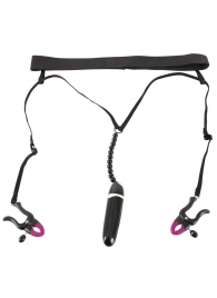 Женские вибростринги с зажимами для половых губ Spreader String with Vibrator - Orion - купить с доставкой в Находке