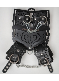Черный ажурный кожаный набор фиксаций - Crazy Handmade - купить с доставкой в Находке