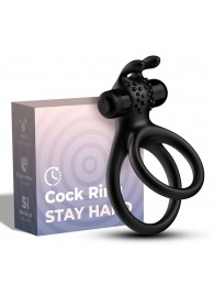 Черное эрекционное виброкольцо с подхватом мошонки Stay Hard - Boys of Toys - в Находке купить с доставкой