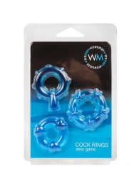 Набор из 3 синих эрекционных колец с различным рельефом - Erowoman-Eroman - в Находке купить с доставкой