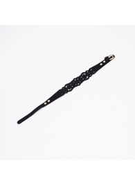 Черный ажурный чокер с золотистой фурнитурой - Crazy Handmade - купить с доставкой в Находке