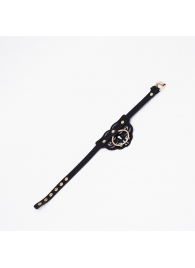 Черный чокер с клепками и золотистой фурнитурой - Crazy Handmade - купить с доставкой в Находке