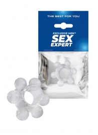 Прозрачное эрекционное кольцо с 6 стимулирующими шариками - Sex Expert - в Находке купить с доставкой