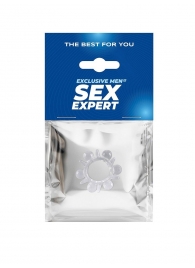 Прозрачное эрекционное кольцо с шариками и шипами - Sex Expert - в Находке купить с доставкой