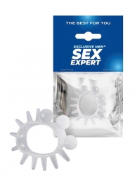 Эластичное эрекционное кольцо с шариками и лучами - Sex Expert - в Находке купить с доставкой