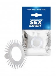 Эластичное эрекционное кольцо с шипиками и шариком - Sex Expert - в Находке купить с доставкой