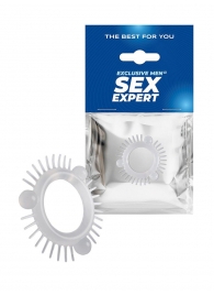 Эластичное эрекционное кольцо с 3 шариками и шипами - Sex Expert - в Находке купить с доставкой