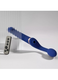 Синий безремневой страпон Multi Orgasm Bendable Strap-On size L с клиторальной стимуляцией - Strap-on-me - купить с доставкой в Находке