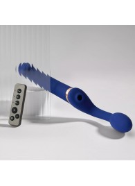 Синий безремневой страпон Multi Orgasm Bendable Strap-On size XL с клиторальной стимуляцией - Strap-on-me - купить с доставкой в Находке