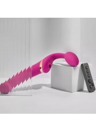 Ярко-розовый безремневой страпон Multi Orgasm Bendable Strap-On size L с клиторальной стимуляцией - Strap-on-me - купить с доставкой в Находке