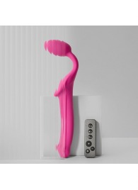 Ярко-розовый безремневой страпон Strap-on-me Vibrating Bendable Strap-On size L - Strap-on-me - купить с доставкой в Находке