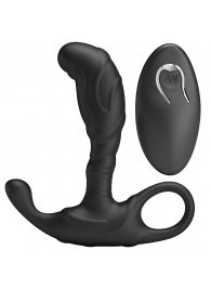 Черный изогнутый массажёр простаты с вибрацией и пультом ДУ - Baile - в Находке купить с доставкой