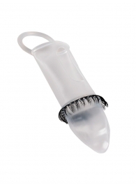 Закрытая насадка на пенис с подхватом мошонки и стимулирующими «ресничками» - Sextaz - в Находке купить с доставкой