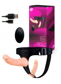 Женский страпон с 2 насадками, вибрацией и пультом ДУ - Erowoman-Eroman - купить с доставкой в Находке