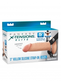 Телесный пустотелый фаллопротез 5’’ Hollow Silicone Strap-On - 14 см. - Pipedream - купить с доставкой в Находке