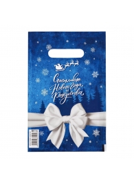 Сине-белый подарочный новогодний пакет с вырубной ручкой (20х30 см) - Сима-Ленд - купить с доставкой в Находке