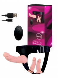 Женский страпон с 3 насадками и вибрацией - Erowoman-Eroman - купить с доставкой в Находке