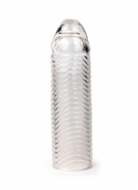 Прозрачная закрытая насадка на пенис с ребрышками - 16 см. - Sex Expert - в Находке купить с доставкой