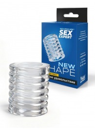 Прозрачная сквозная насадка на пенис с ребрышками - Sex Expert - в Находке купить с доставкой