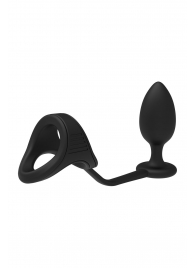 Черное эрекционное кольцо с анальной пробкой Cockstrap With Anal Plug - Dream Toys - в Находке купить с доставкой