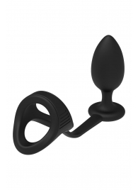 Черное эрекционное кольцо с анальной пробкой Cockstrap With Anal Plug - Dream Toys - в Находке купить с доставкой