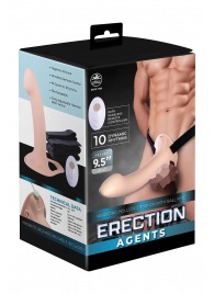 Телесный полый страпон с вибрацией Erection Agents - 24,1 см. - NMC - купить с доставкой в Находке