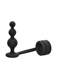 Черное эрекционное кольцо с анальной елочкой Cockring With Beaded Anal Plug - Dream Toys - в Находке купить с доставкой