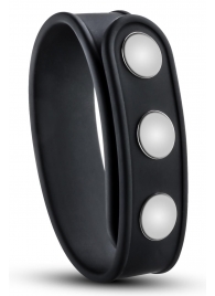 Черное эрекционное кольцо на кнопках - Blush Novelties - в Находке купить с доставкой