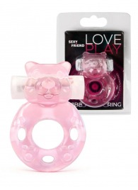 Розовое эрекционное виброкольцо в форме мишки - 1137 - в Находке купить с доставкой