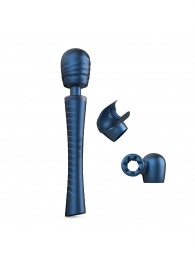 Синий вибромассажёр с насадками Man.wand Edgy - Manwan - в Находке купить с доставкой