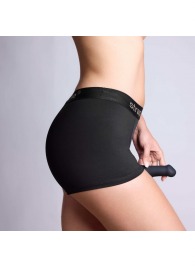 Черные трусики-боксеры для фиксации насадок Strap-on-me Harness Lingerie Allure - size M - Strap-on-me - купить с доставкой в Находке