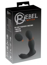 Черная анальная пробка с вибрацией, вращением и пультом ДУ RC Butt Plug with 2 Functions - Orion - в Находке купить с доставкой