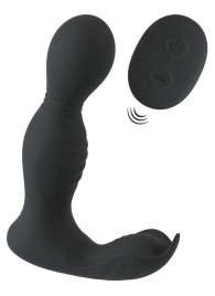 Черная анальная пробка с вибрацией, вращением и пультом ДУ RC Butt Plug with 2 Functions - Orion - в Находке купить с доставкой