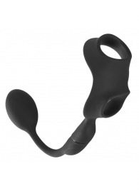 Черное виброкольцо с анальной пробкой Cock Ring with RC Butt Plug - Orion - в Находке купить с доставкой