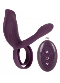 Фиолетовая насадка на член с клиторальным отростком и пультом ДУ RC Couple’s Vibrator 2 - Orion - в Находке купить с доставкой